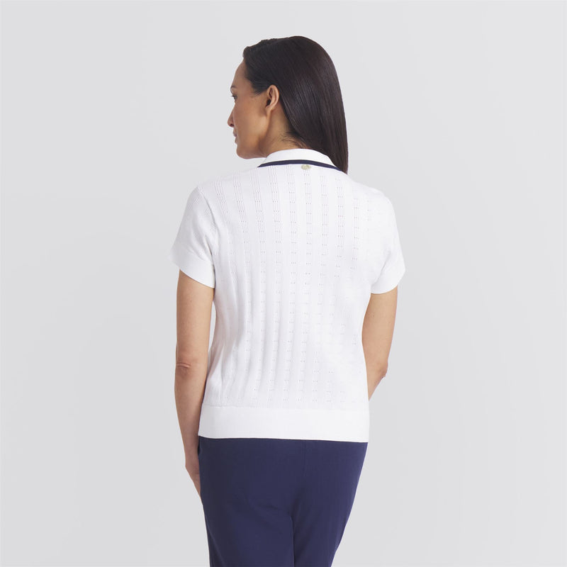 x AP Womens Pointelle Polo Warm White