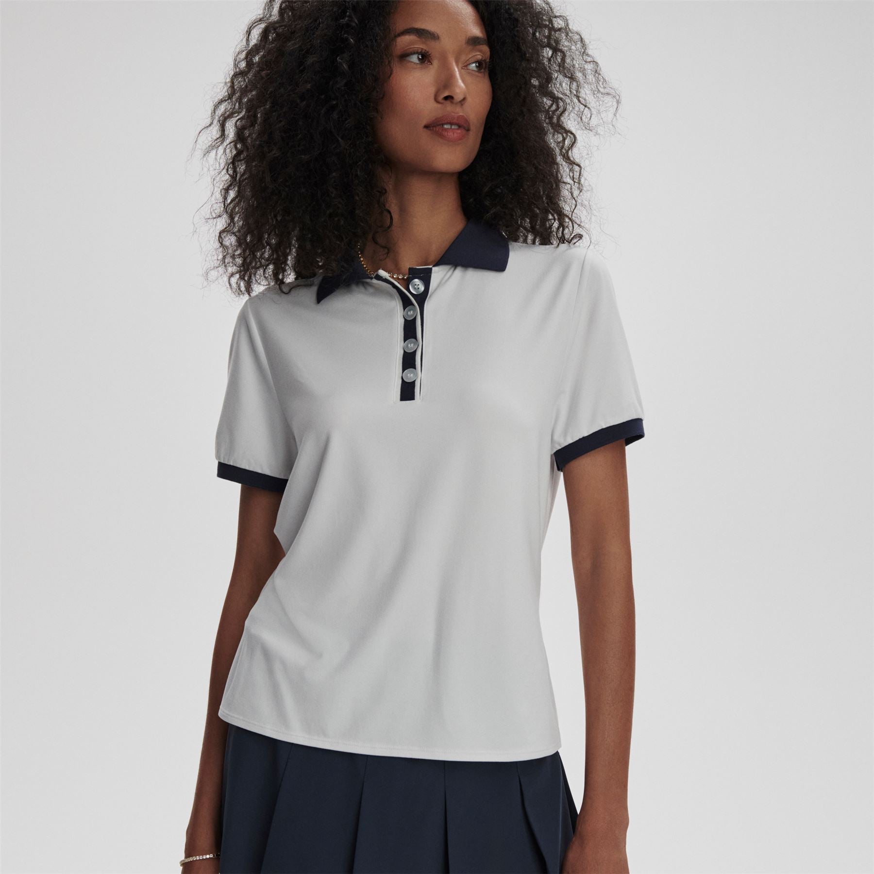 Womens Wisley Performance Polo White/Blue Nights