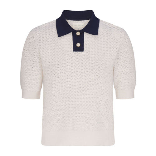 Womens Christy Polo Pinky White/Legacy Navy - SS25