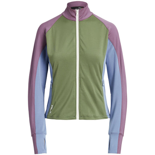Womens Color-Blocked Jersey Full-Zip Jacket Cargo Green - AW22