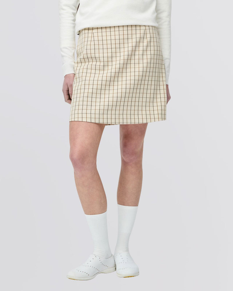 Womens Retro Check A Line Skirt Cream Check