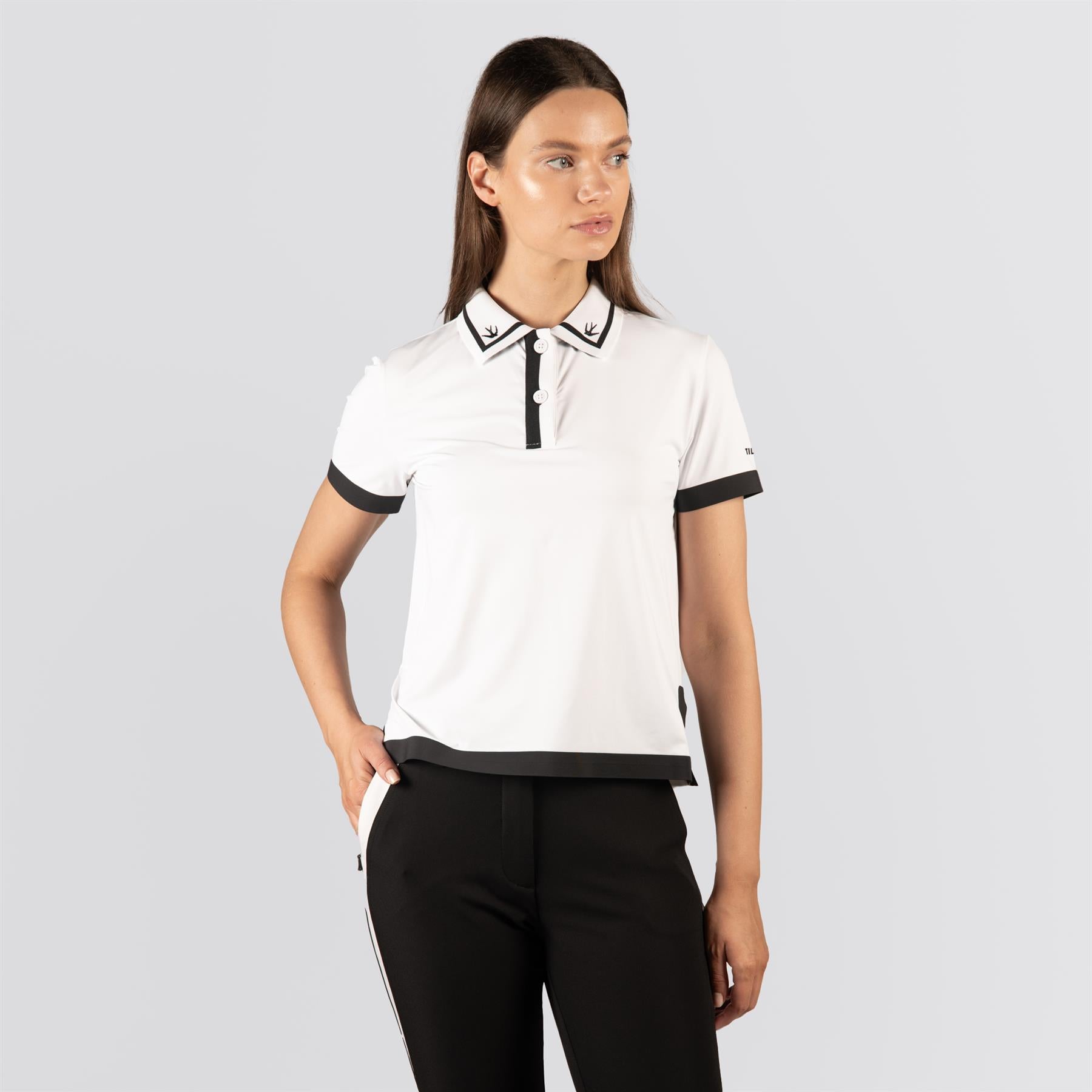 Womens Boxy Polo White/Black