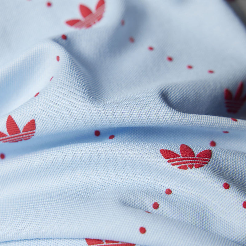 Womens Printed Trefoil Polo Clear Sky/Better Scarlet