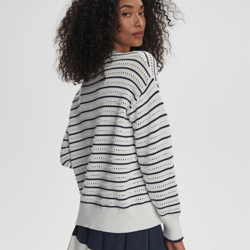 Womens Antonia Relaxed Cardigan White/Blue Nights