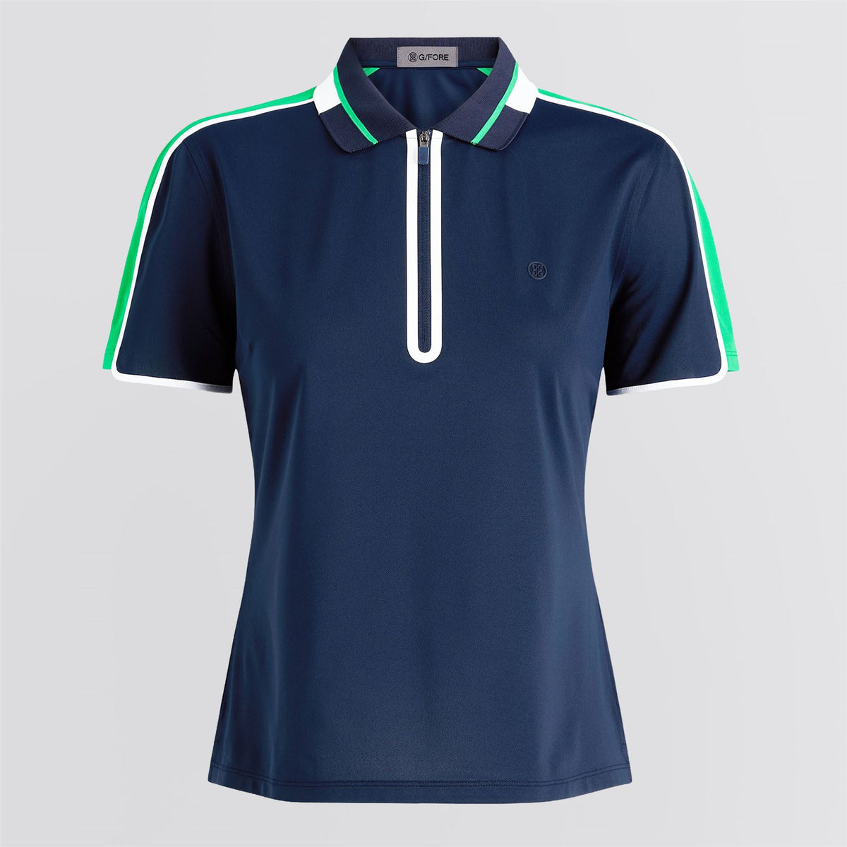 Contrast Sleeve Tech Pique Quarter Zip Polo Twilight