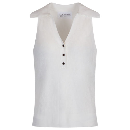 Womens Knit Tank Polo White - AW24