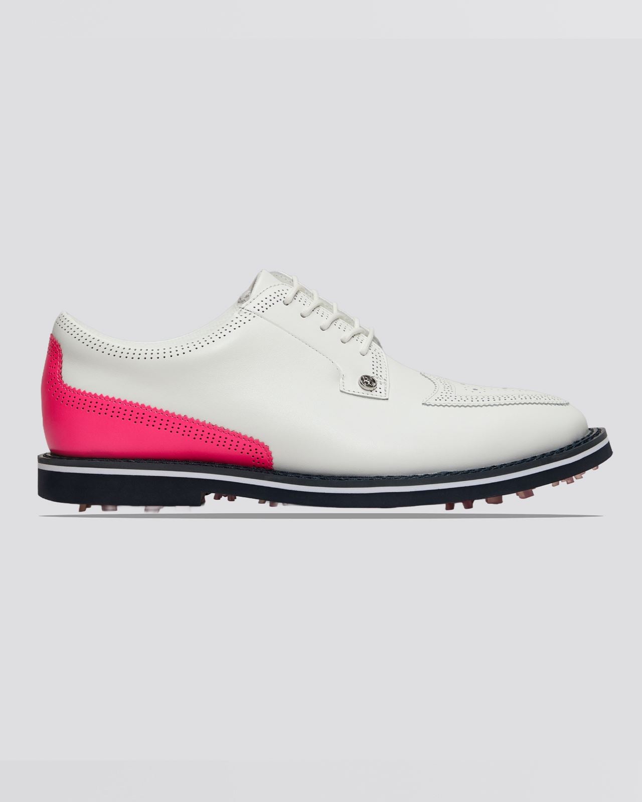 GALLIVANTER Leather Brogue Golf Shoes Snow/Knockout Pink