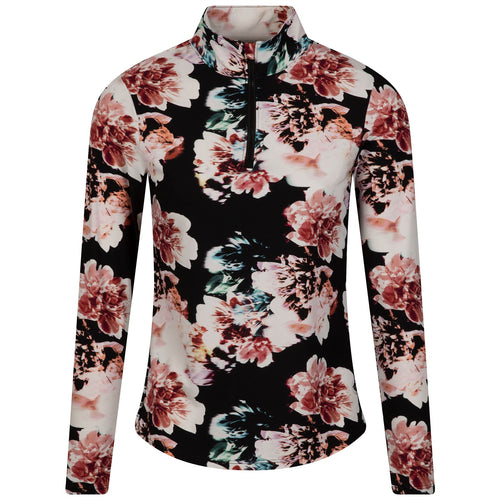 Womens Printed Quarter Zip Mid Layer Soft Focus Floral - AW23