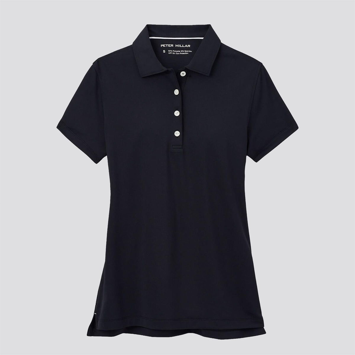 Womens Short Sleeve Button Polo Black