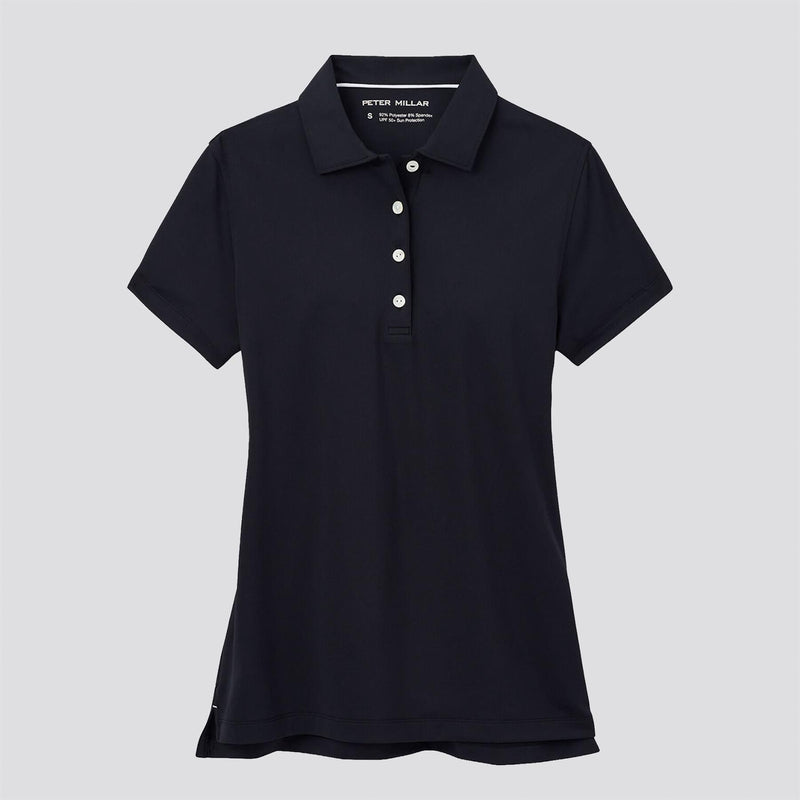 Womens Short Sleeve Button Polo Black