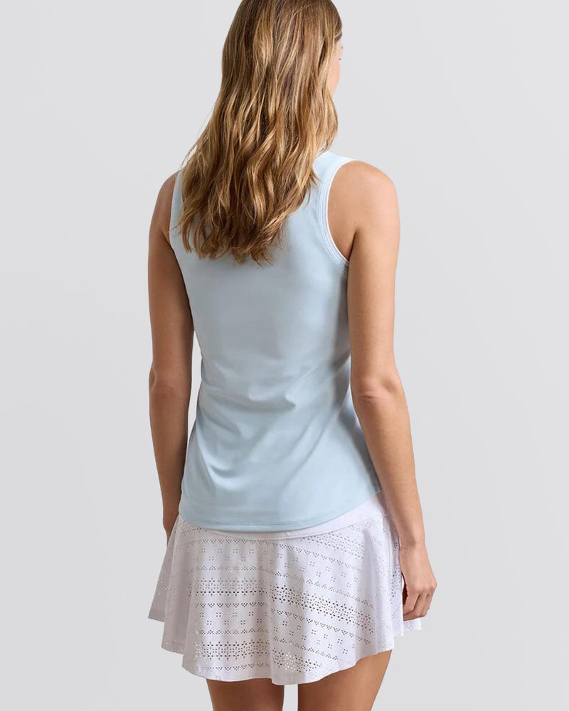 Womens Canterbury Tipped Sport Mesh Sleeveless Polo Blue Brisk/White