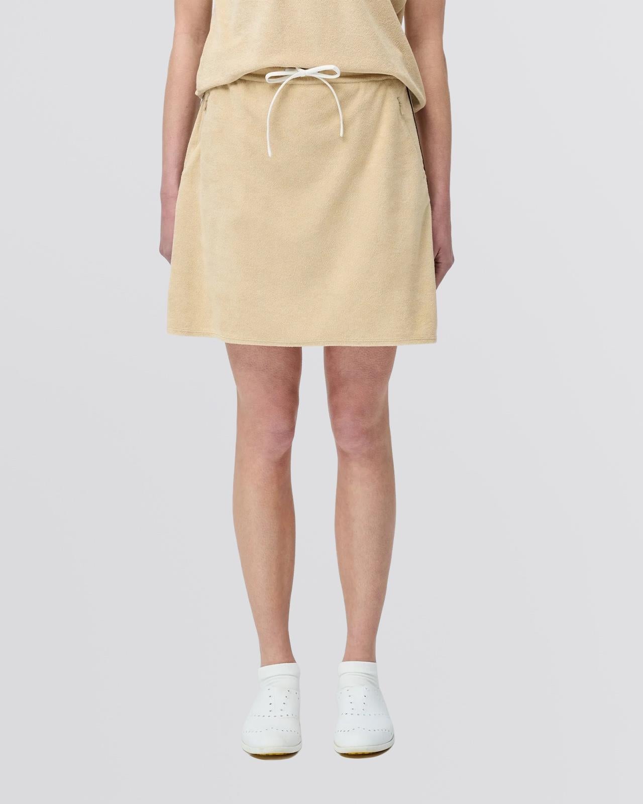 Womens Terry Ribbon Skirt Tan/Coffee