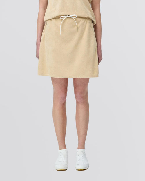 Womens Terry Ribbon Skirt Tan/Coffee