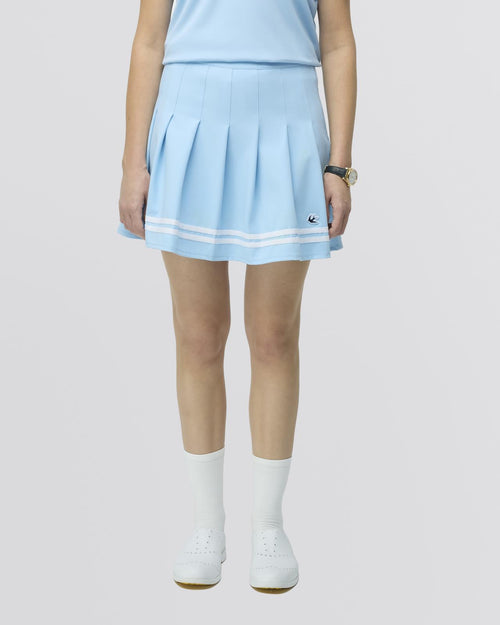 Womens Ribbon Pleated Skirt Powder Blue/White