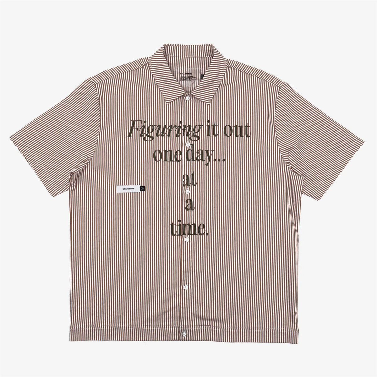 Reymon Stripe Oxford Button Up Shirt Brown