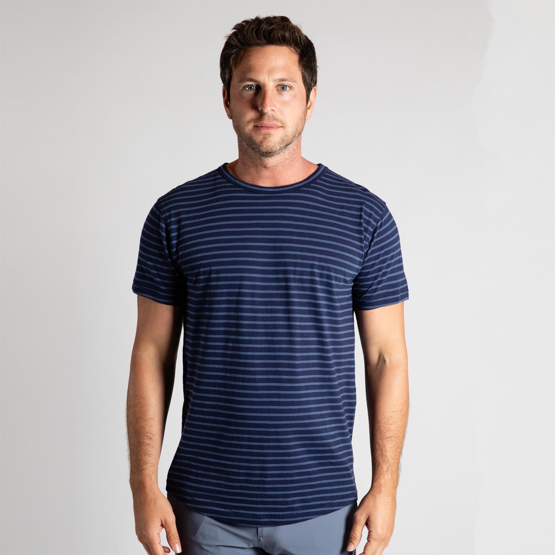 Alpha Slub Striped Tee Maltese Blue/Light Maltese Blue