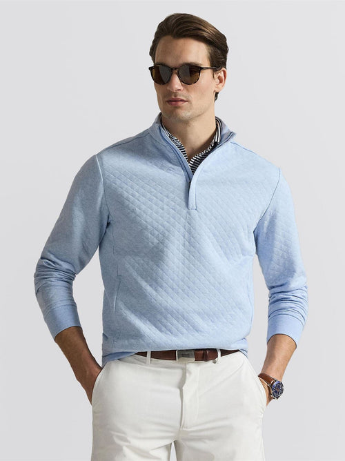 RLX Quilted Double Knit Half Zip Pullover Office Blue Heather