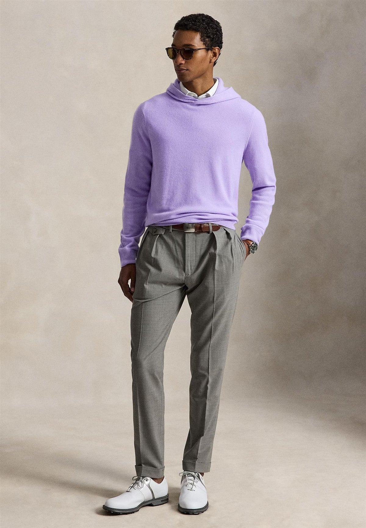 RLX Washable Cashmere Sweater Lovely Lilac Melange