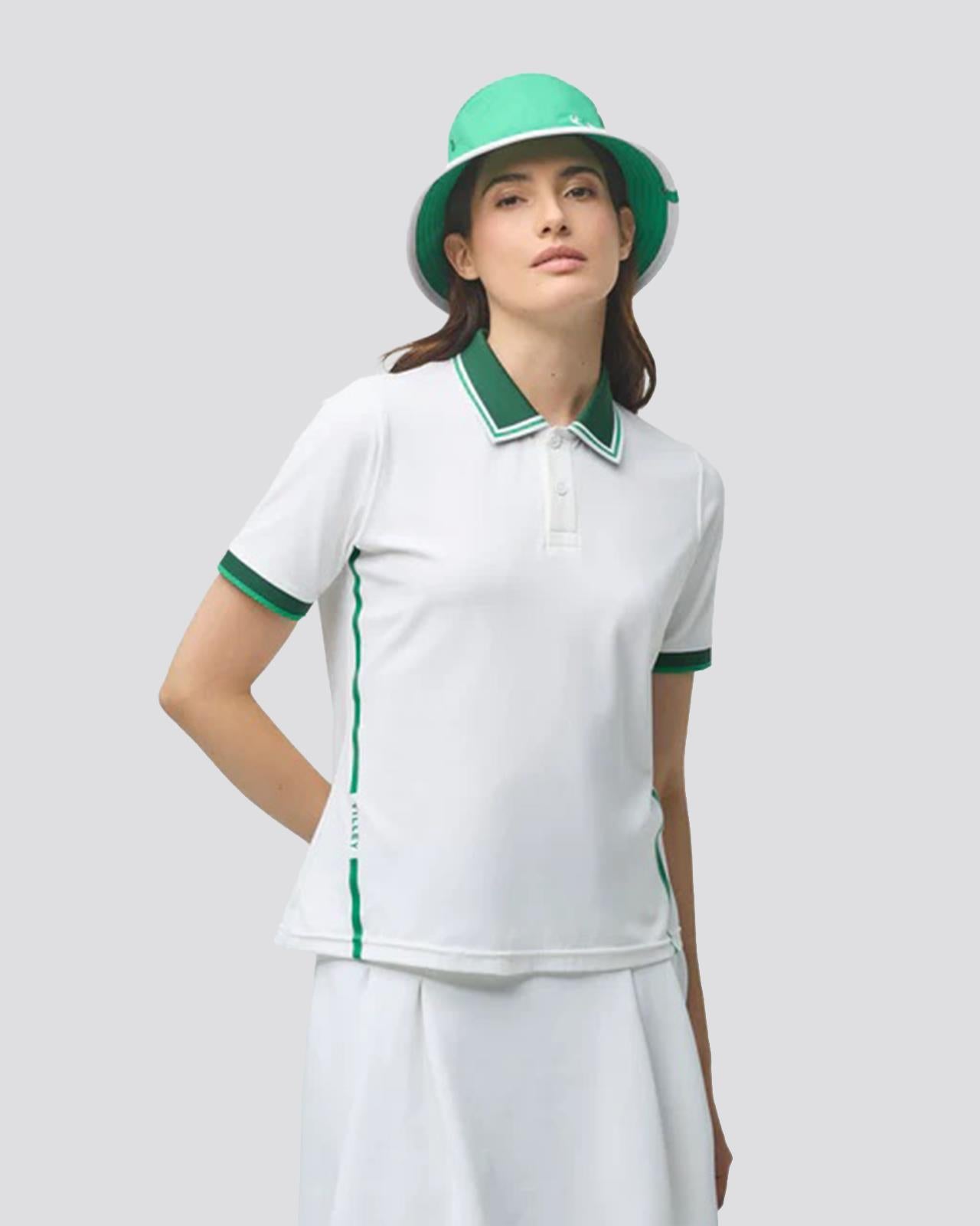 Womens Tech Jersey Club Polo White/Sport Green