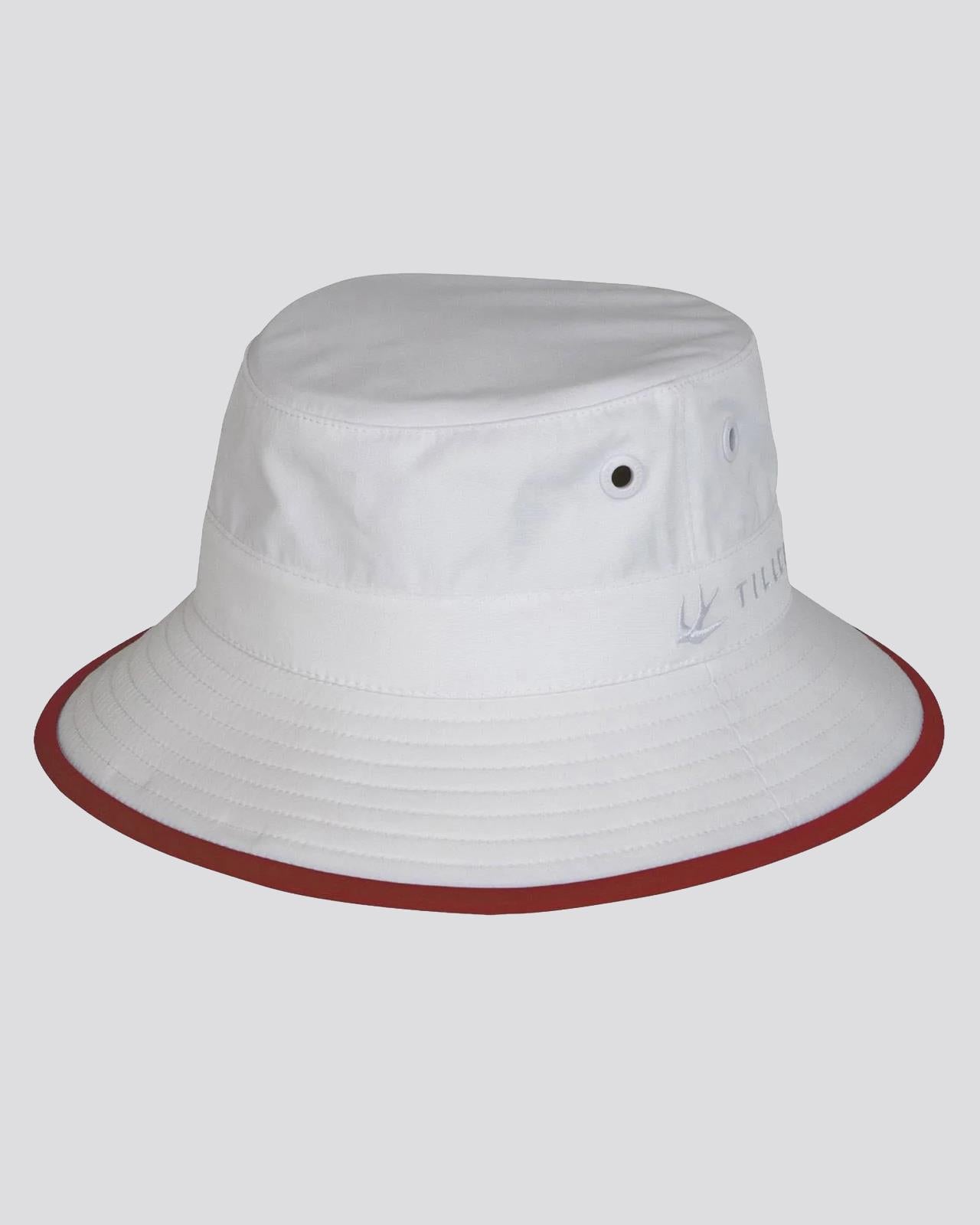 Womens Tilley Wide Brim Bucket Hat White/Sport Red