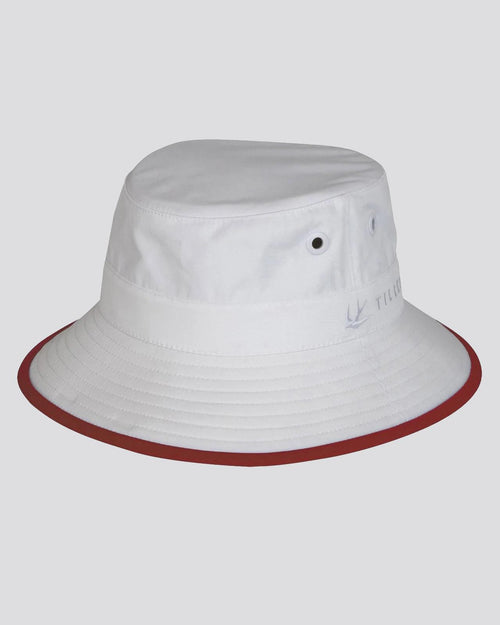 Womens Tilley Wide Brim Bucket Hat White/Sport Red