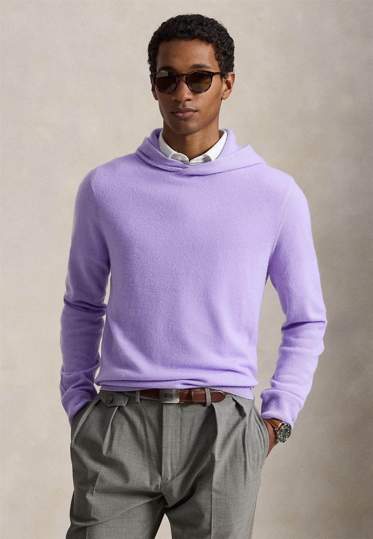 RLX Washable Cashmere Sweater Lovely Lilac Melange