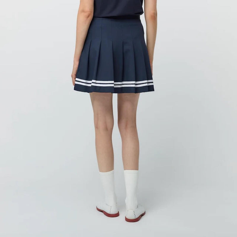 Womens Ribbon Pleated Skirt Navy/White
