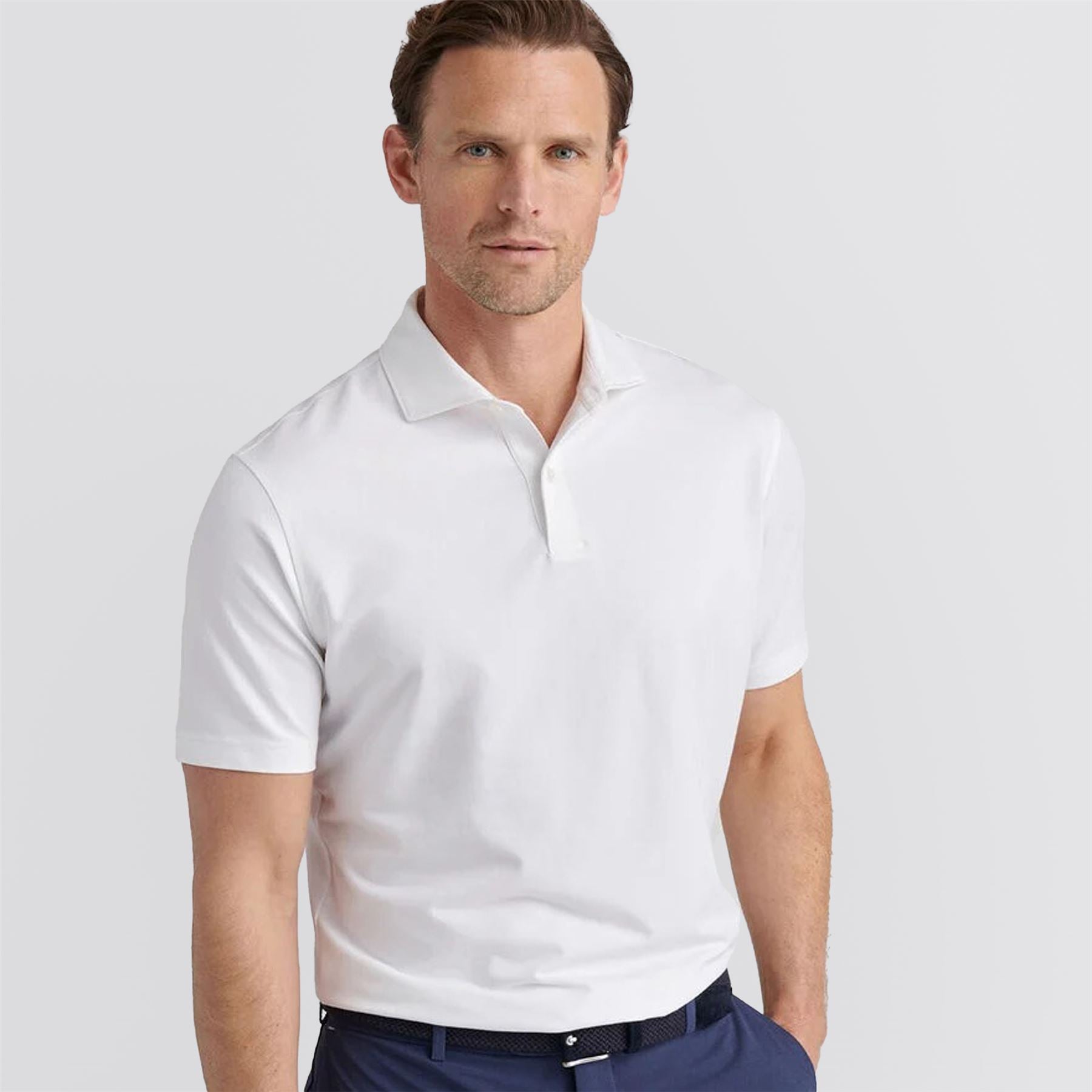 Albatross Cotton-Blend Pique Polo White