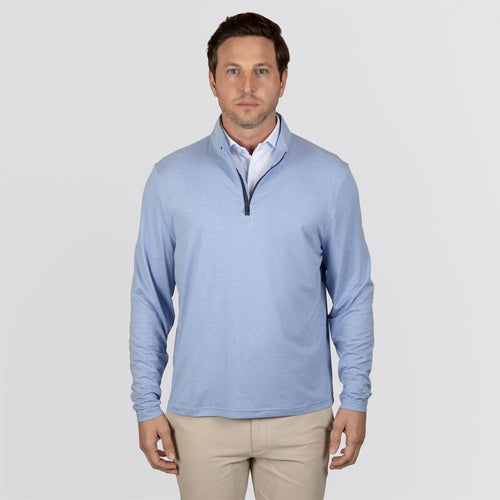 The Royce Quarter-Zip Pullover Heathered Horizon Blue