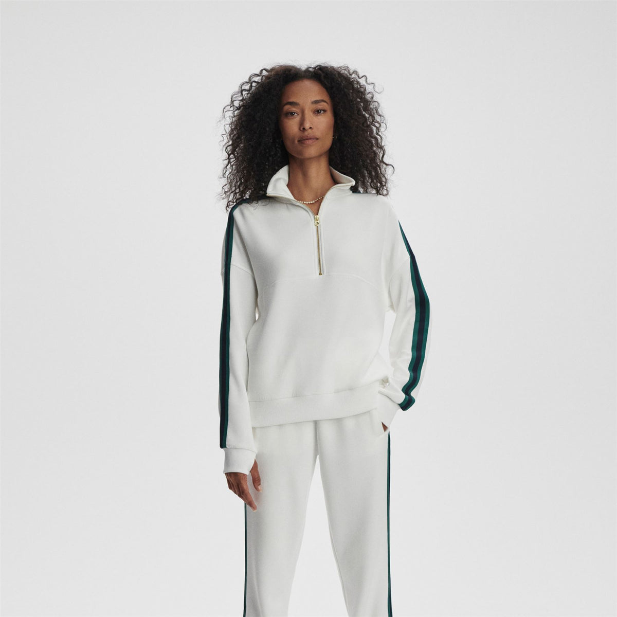 Womens Raymar Half Zip Sweat White/Navy/Forest