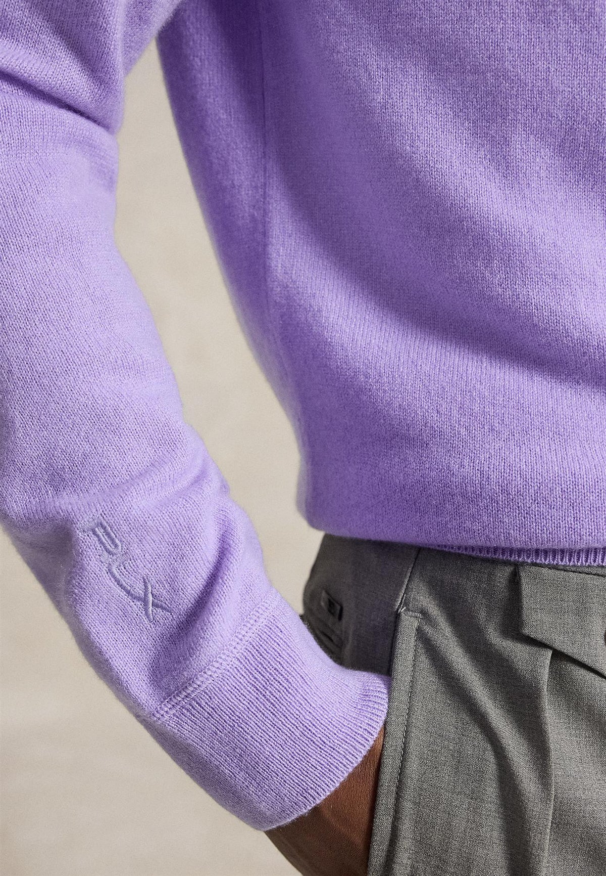 RLX Washable Cashmere Sweater Lovely Lilac Melange