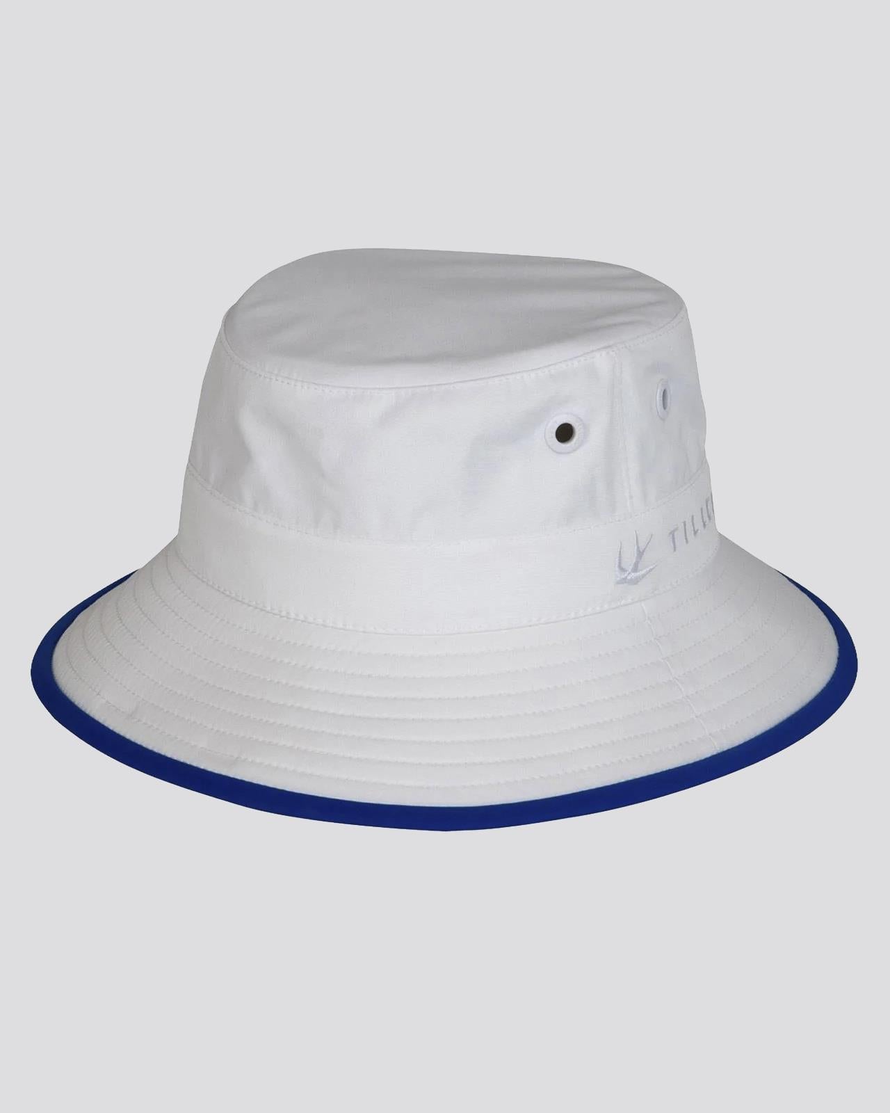 Womens Tilley Wide Brim Bucket Hat White/Cobalt Blue