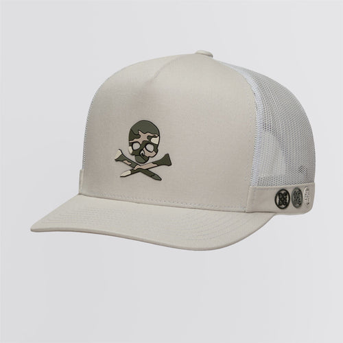 Camo Skull & Tees Tall Trucker Cap Pumice