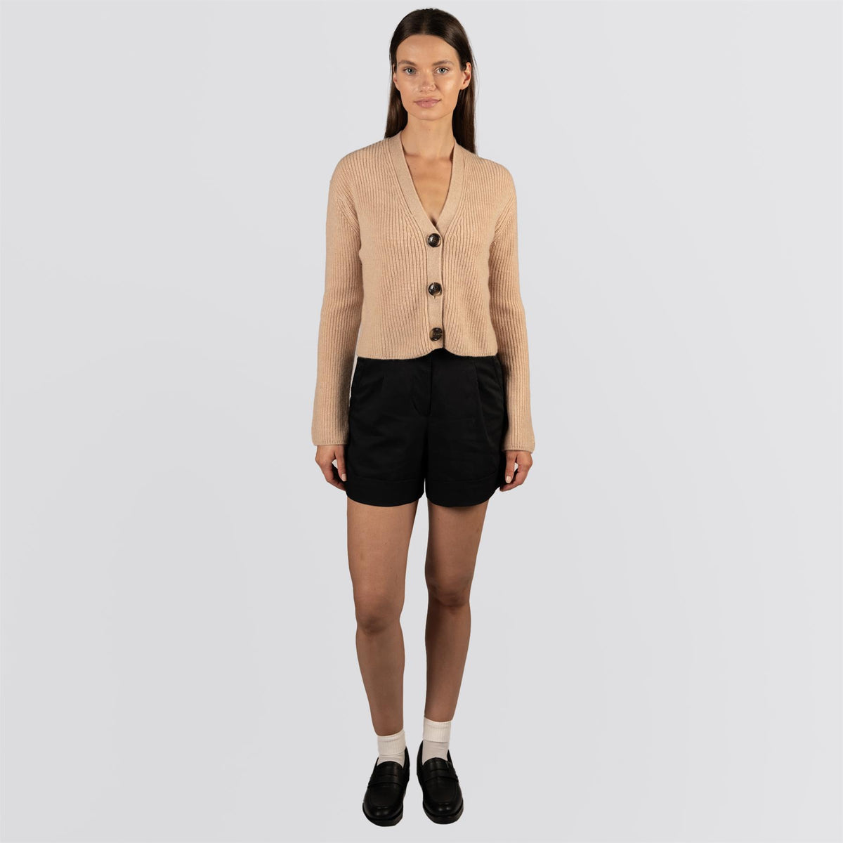 Womens Emily Cashmere Cardigan Sand Heather