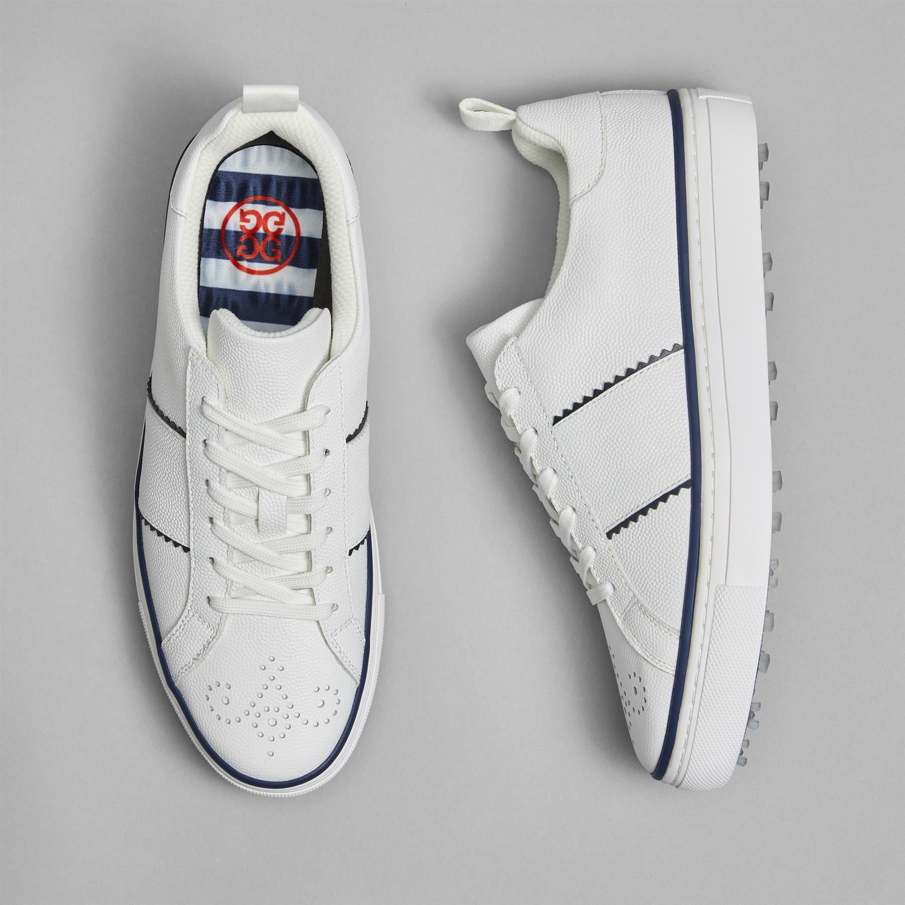 G/FORE Durf Saddle Stripe Leather Golf Shoes Snow/Twilight