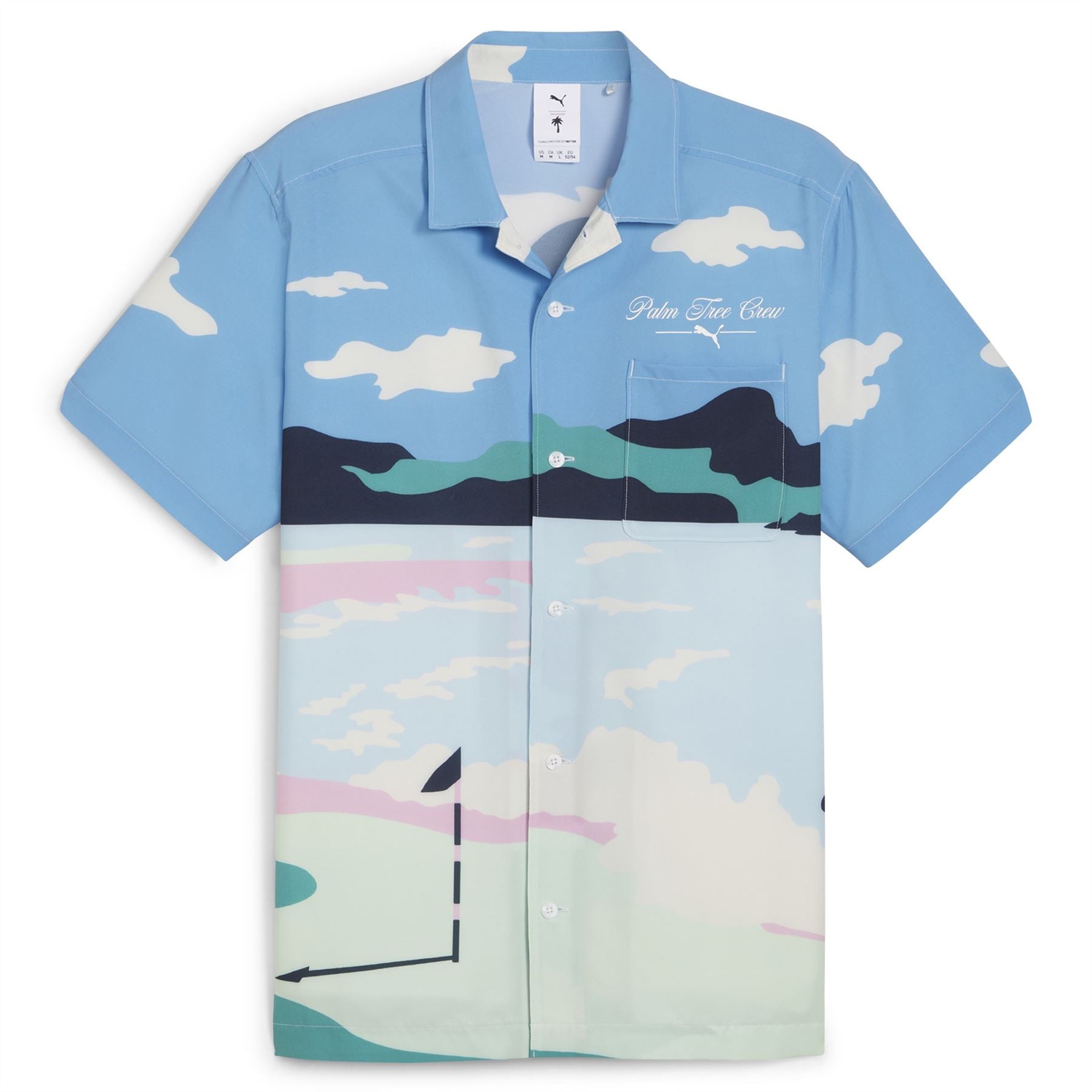 X PTC Open Collar Print Polo Regal Blue