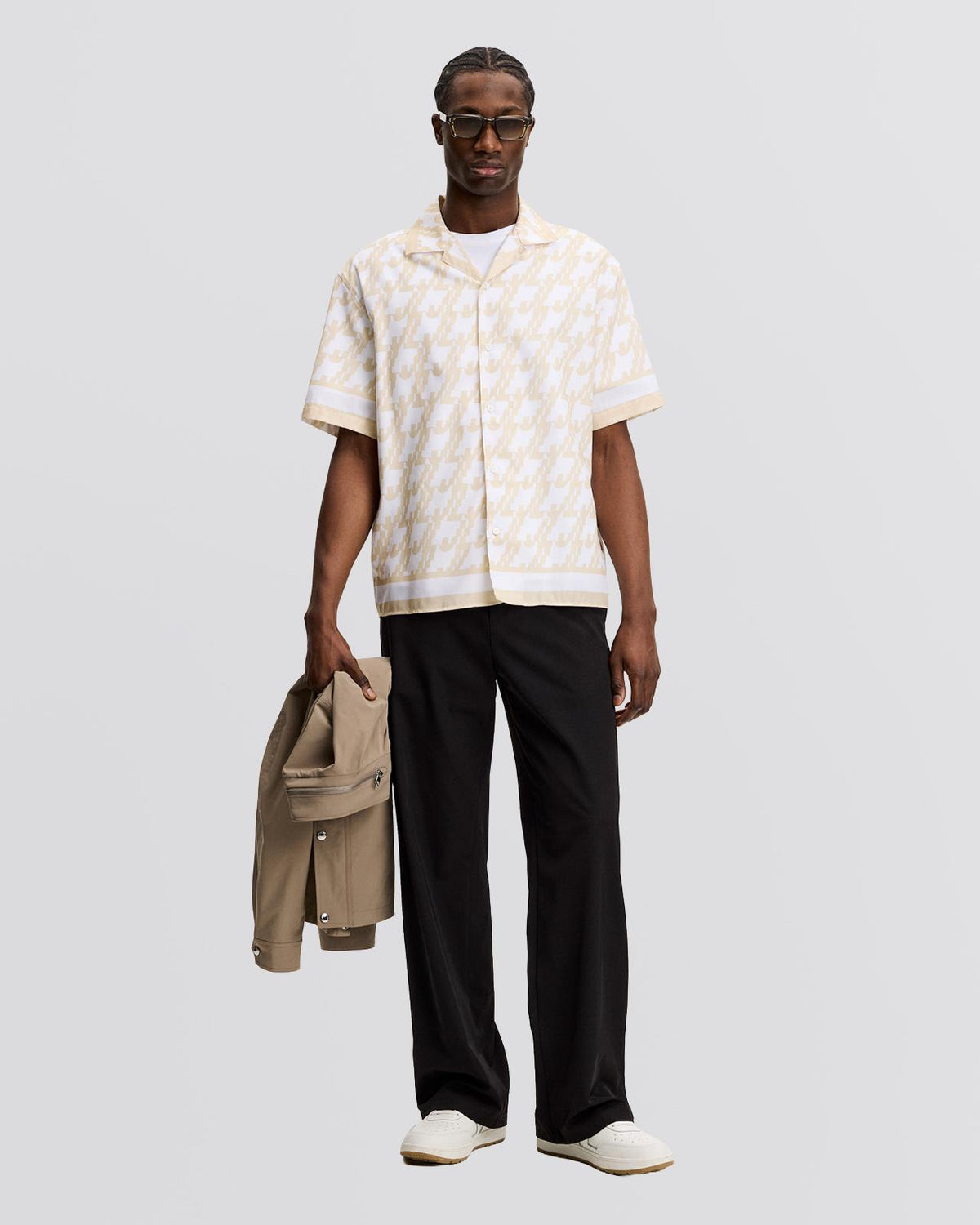 Ellis Border Resort Shirt JL Glitch White