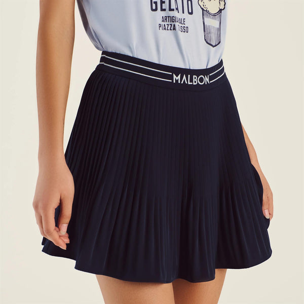 Malbon Golf Valentina Pleated Skirt Navy | TRENDYGOLF USA