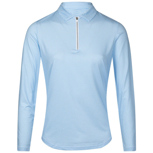 Womens LS Houndstooth Sun Protection Shirt Blue - 2023