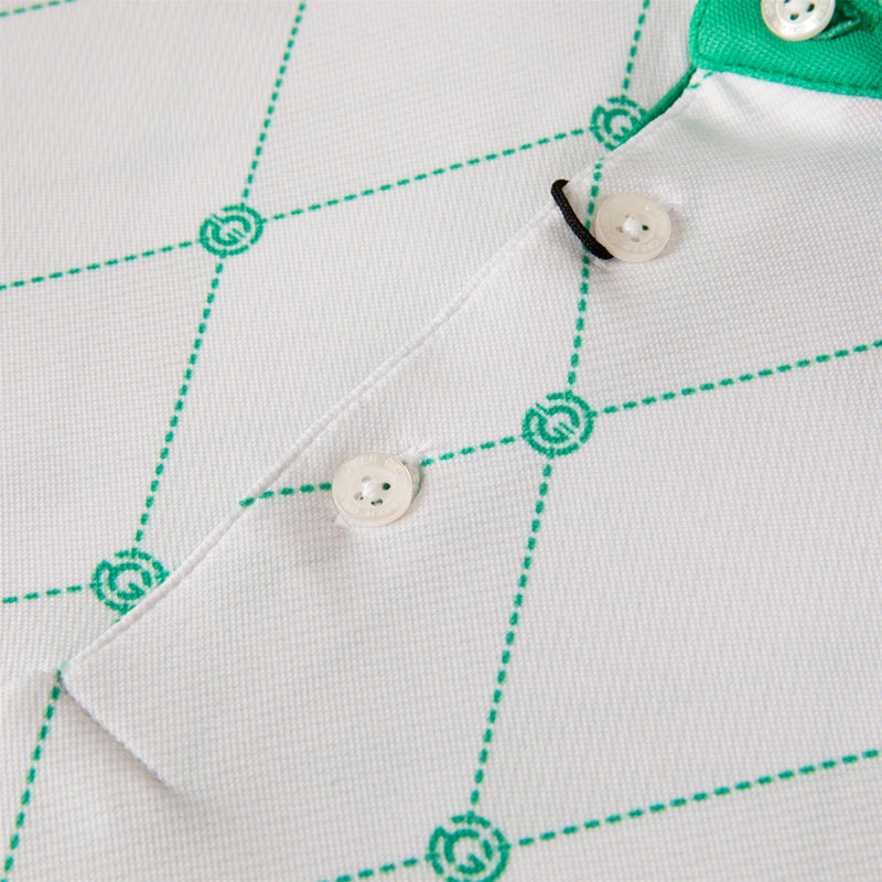 Miguel Modern Argyle Print Polo White/Golf Green