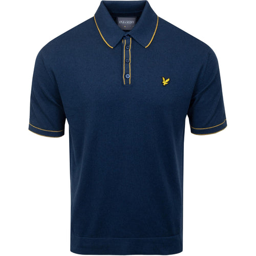 Knitted Branded Tailored Fit Polo Aegean Blue