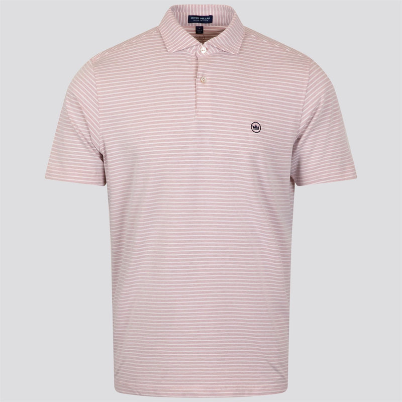 Albatross Stripe Cotton-Blend Pique Polo Faded Scarlett