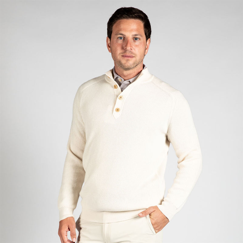 Brant Button Mock Neck Sweater Winter Ivory