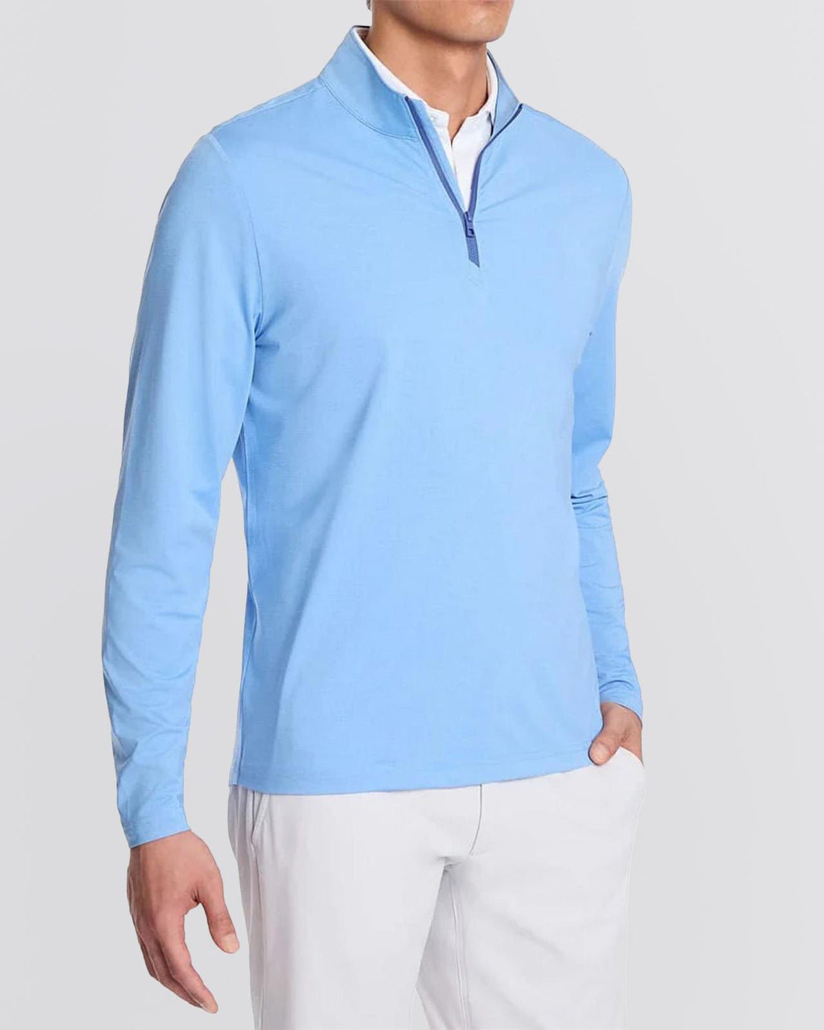 The Bell Quarter Zip Pullover Mid Layer Heathered Skye