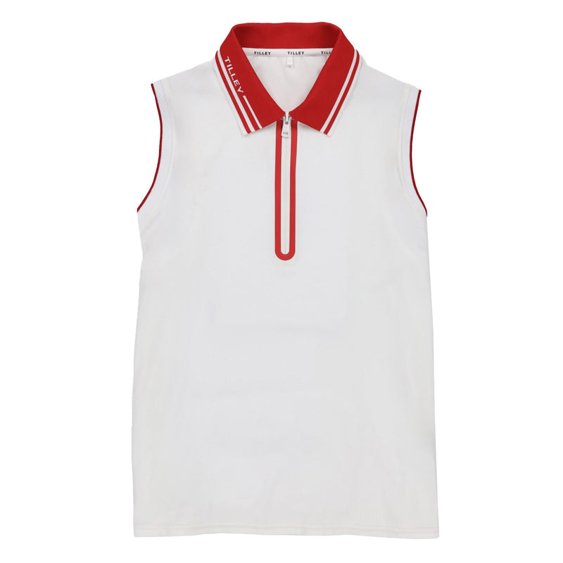 Womens Tech Jersey SL Zip Polo White/Sport Red