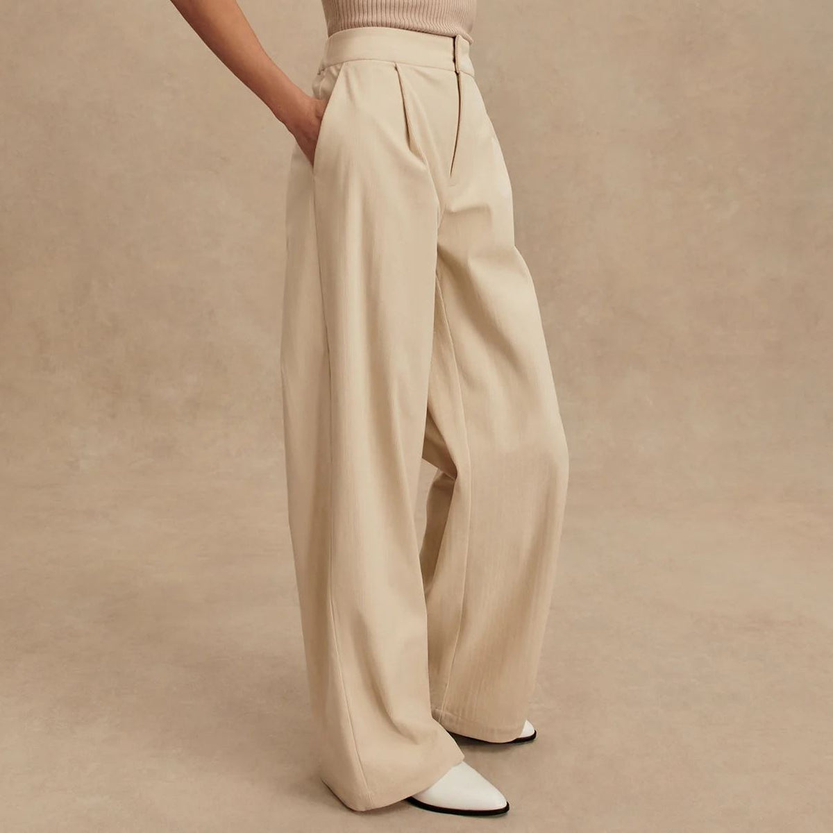 Womens Rocio Wide Leg 29.5 Inch Pants Birch