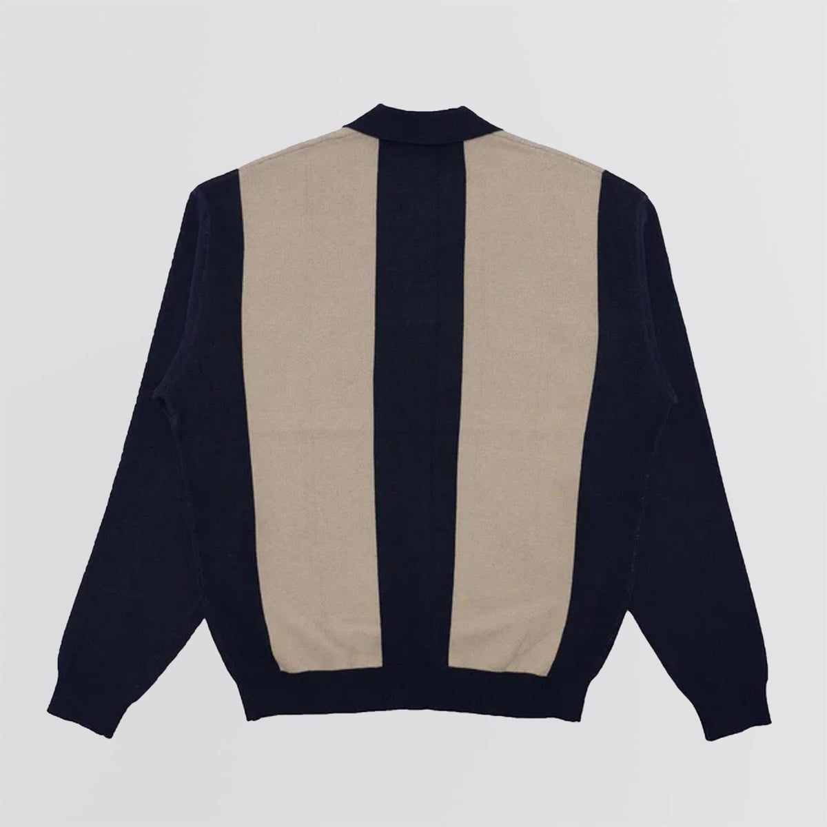 Evans Knitted LS Polo Navy