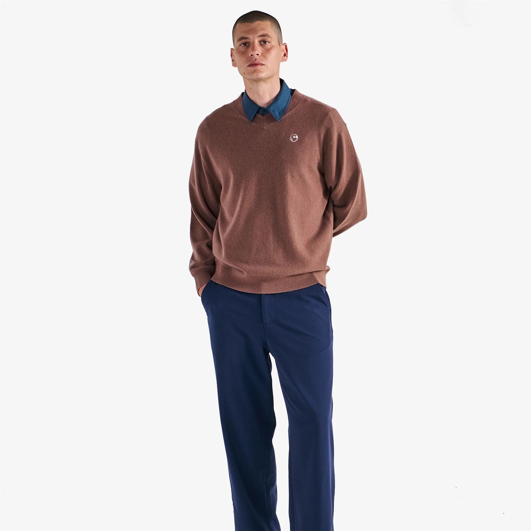 x Jesper Parnevik V-Neck Merino Wool Sweater Chocolate