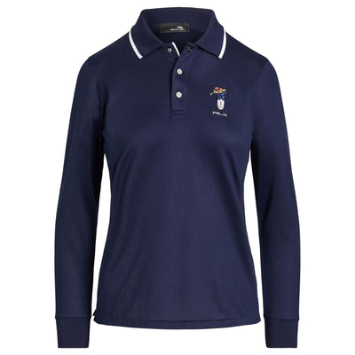 Womens LS Tour Pique Novelty Bear Polo Refined Navy - AW23