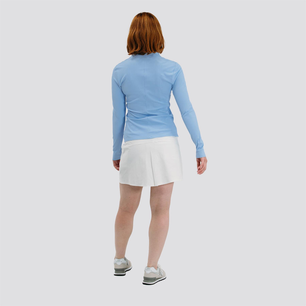 Womens Rib V-Neck LS Polo Light Blue